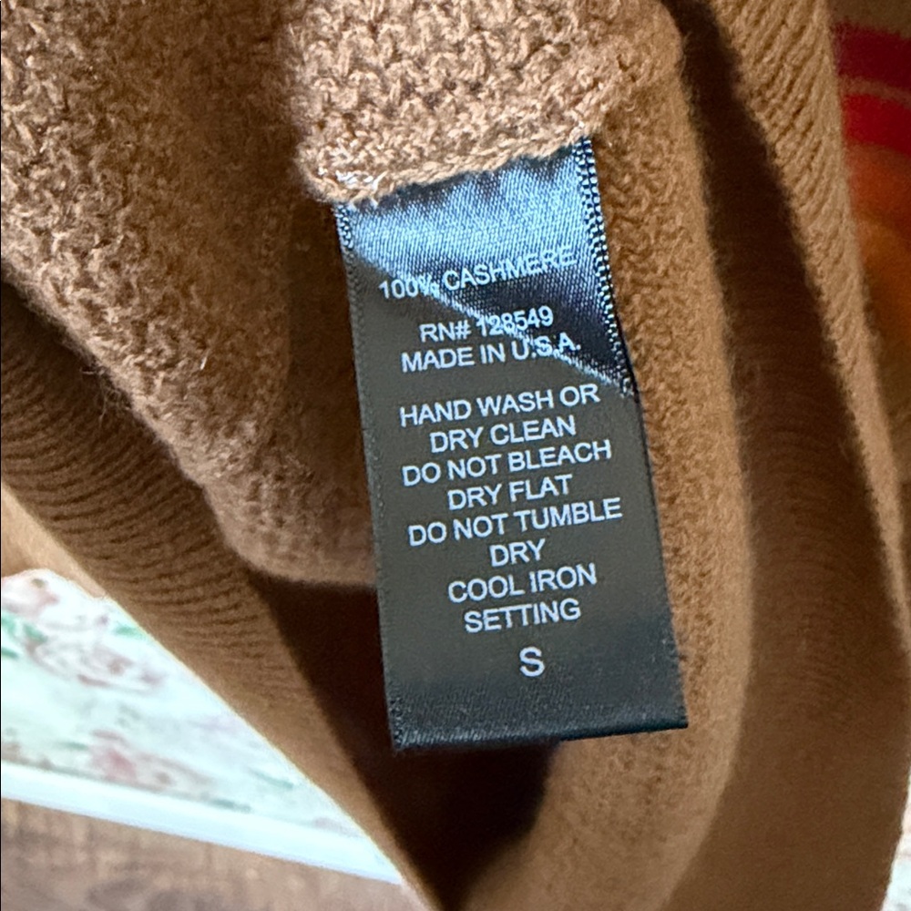 76-$449 NWT Aviator Nation RAINBOW STRIPE UNISEX CASHMERE SWEATER BUTTERSCOTCH - Picture 7 of 7